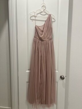 NWT Anaya Blush Tulle One Shoulder Dress Maxi Formal Bridesmaid Wedding Small